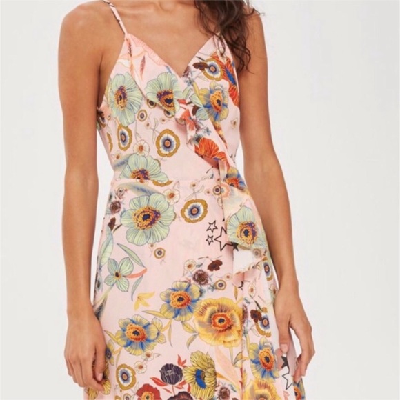 TopShop Star Power Ruffles Wrap Slip Dress Size 2 - Picture 5 of 10